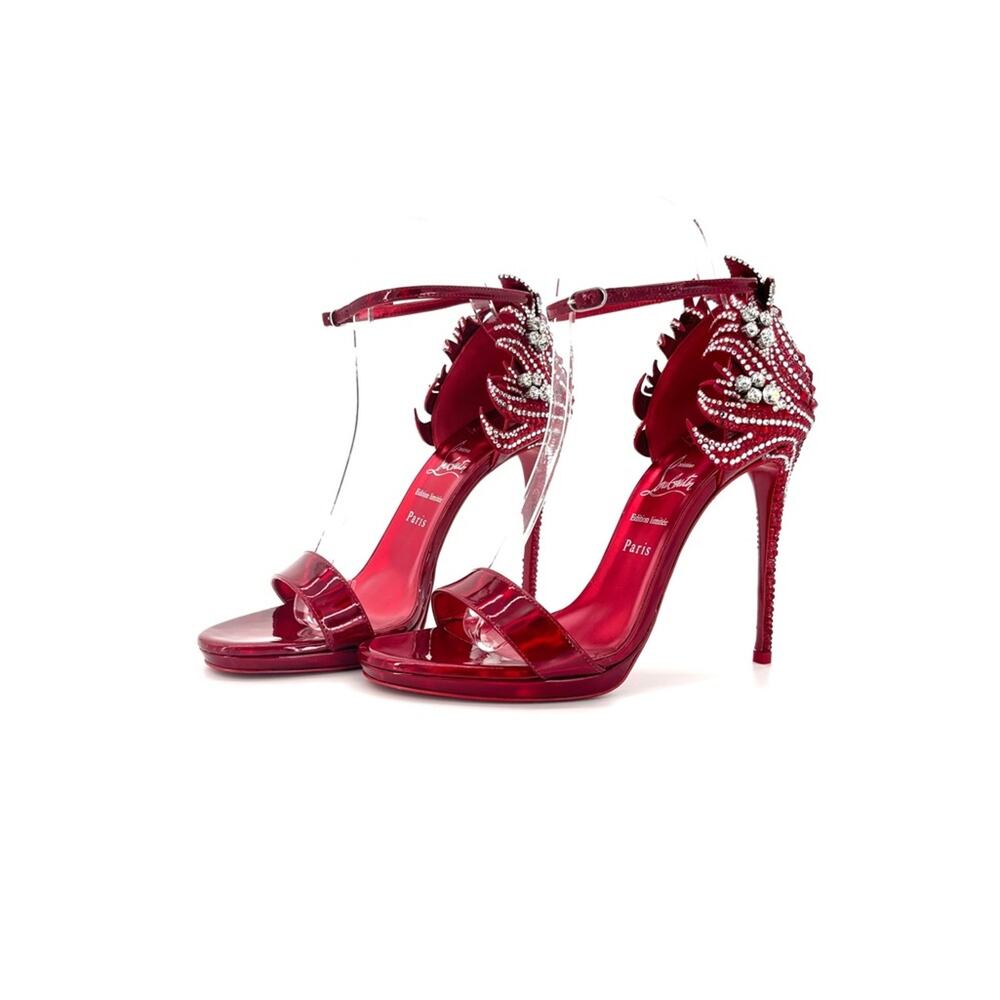 NEW Christian Louboutin Loubi Vega Red 120 Crystal Embellished Sandals 39